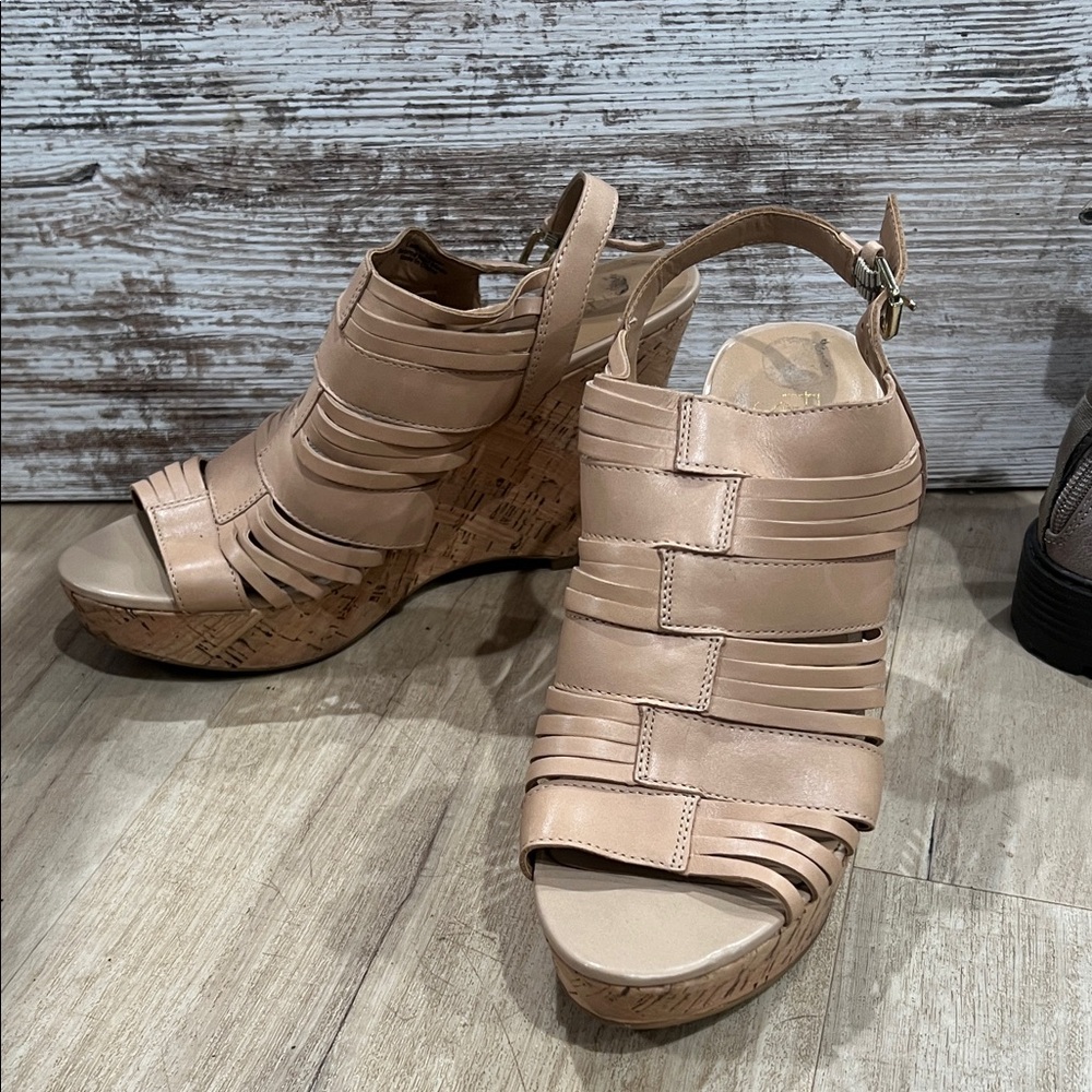 Franco Sarto Beige Wedge Sandals